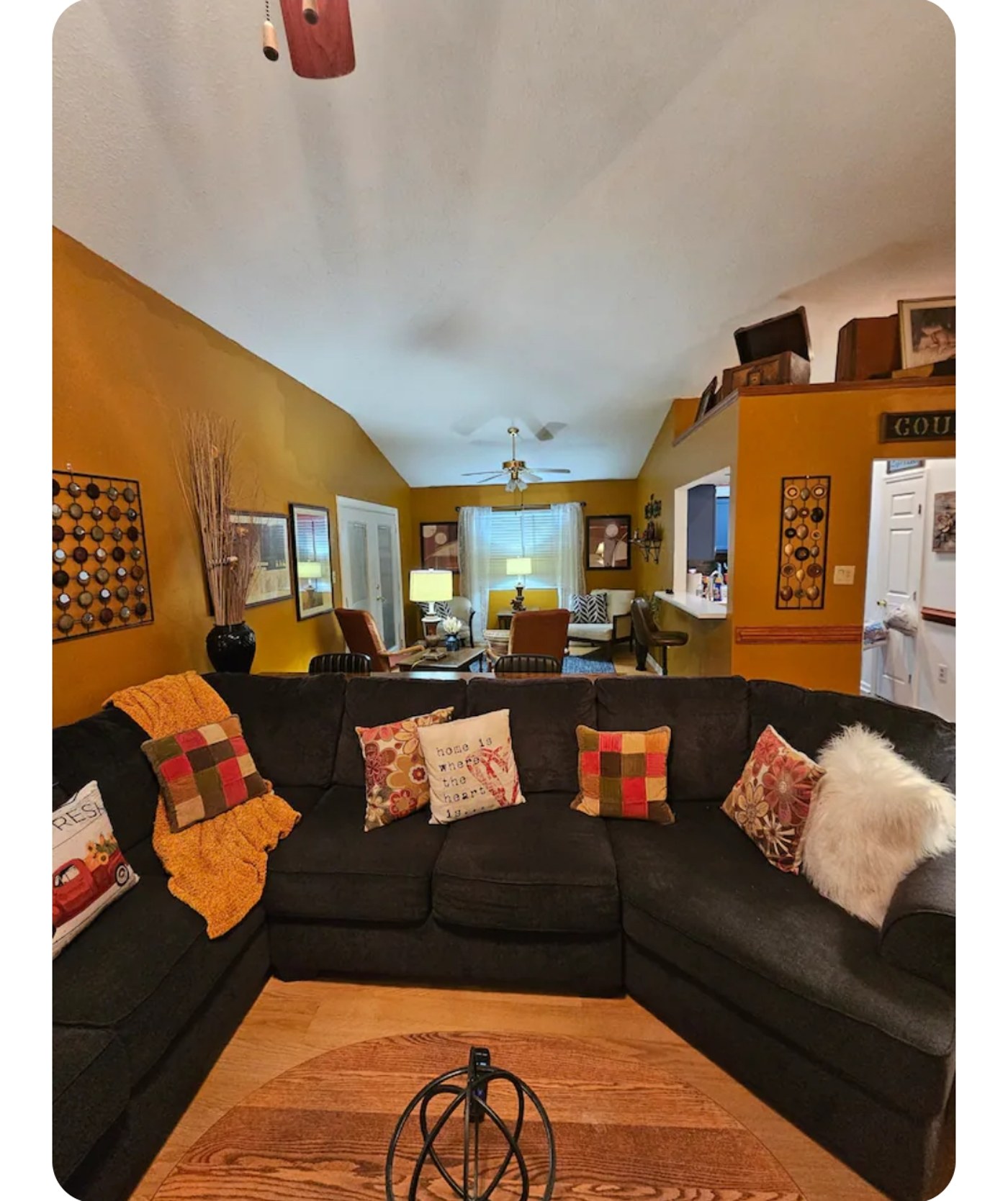 Farmhouse living room with sectional sofa